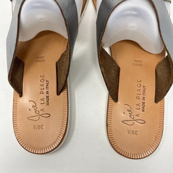 Joie A La Plage San Remo Cris Cross Silver Slide Size 39.5 US 9 - Picture 6 of 9
